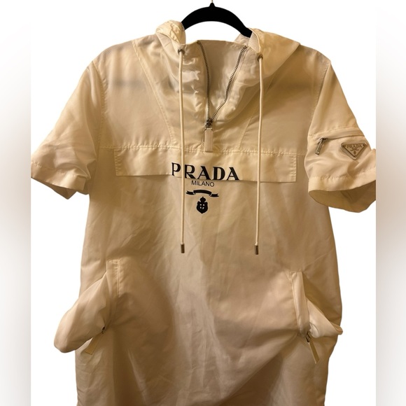 Prada Short Sleeve Hooded Anorak in white size L - Picture 6 of 15